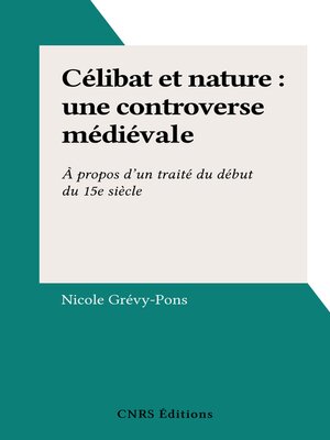 cover image of Célibat et nature